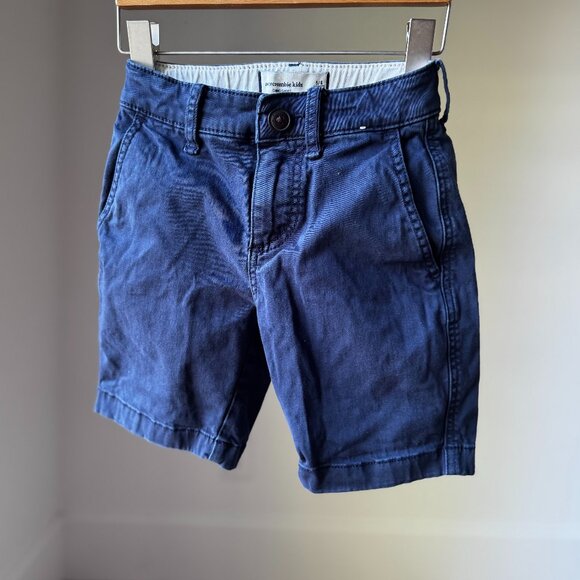 Abercrombie Kids Boys Navy Chino Shorts 5/6 | Classic Preppy Flat Front EUC - Picture 1 of 11